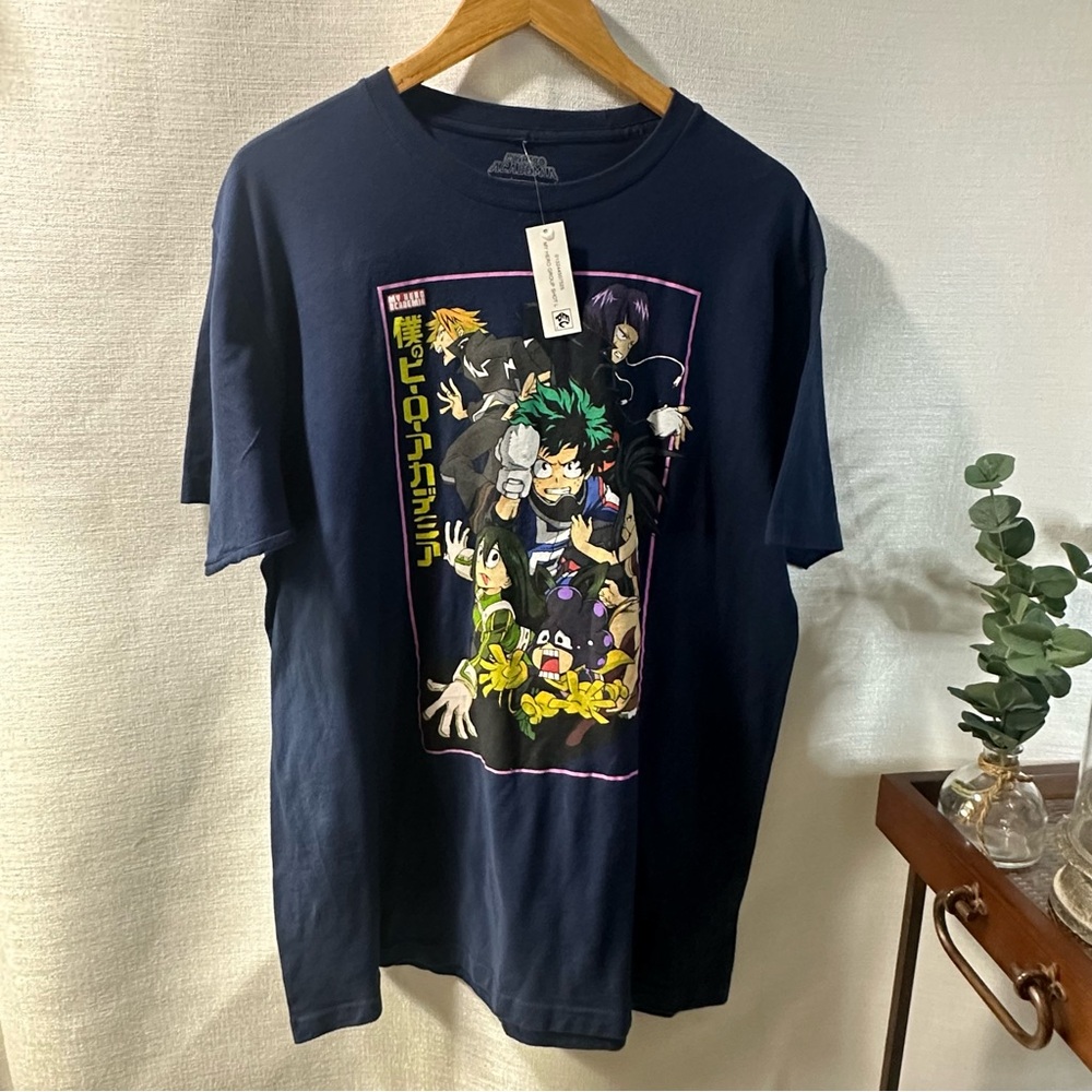 NWT My Hero Academia Anime Group Shot Graphic Navy T-Shirt Size L (42/44)
